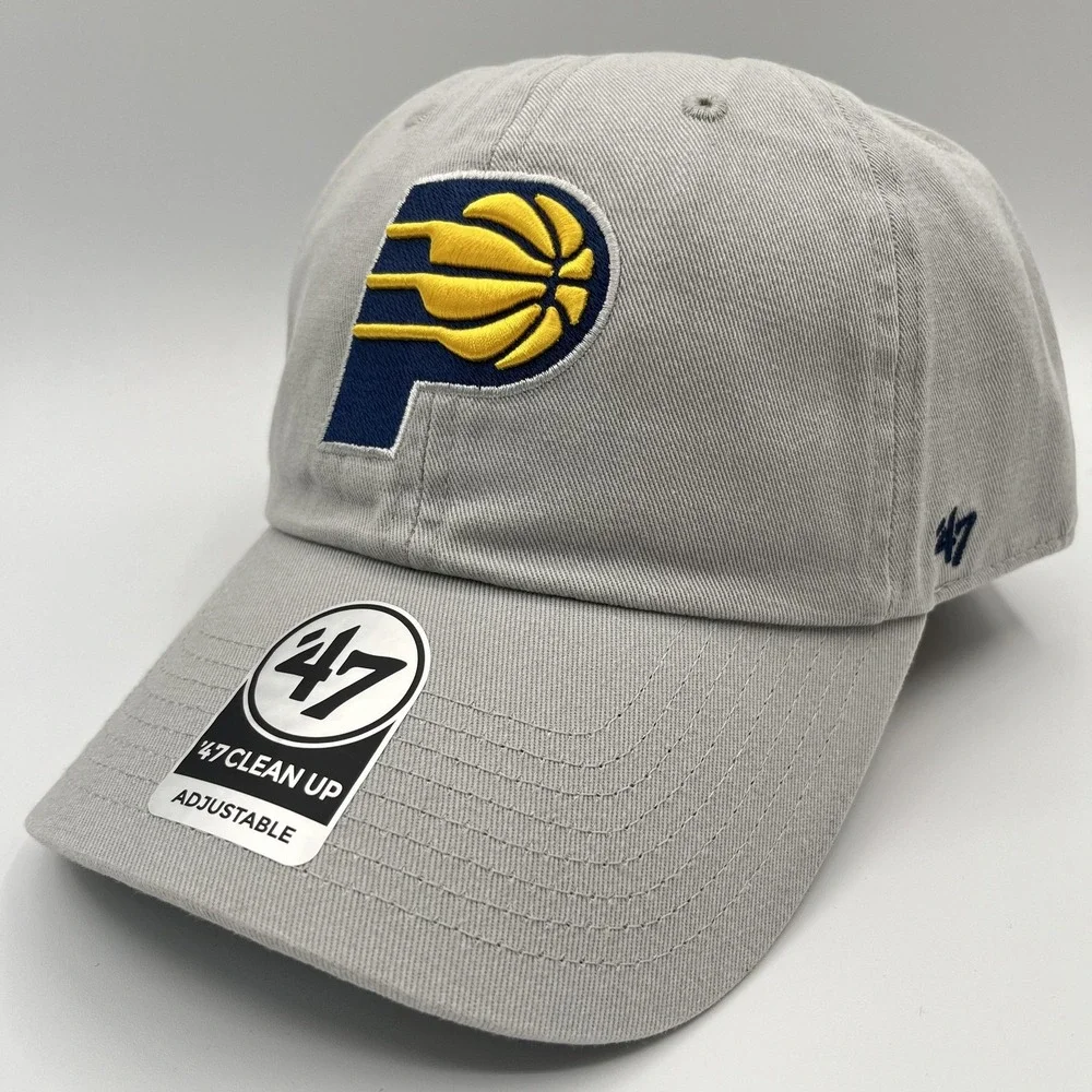 Indiana Pacers 47 Brand Clean Up Hat Strap Back One Size Gray NBA Basketball NEW